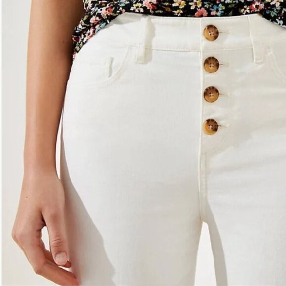LOFT High Waist Wide Leg Crop Jeans Button Fly size 16 - Picture 3 of 5